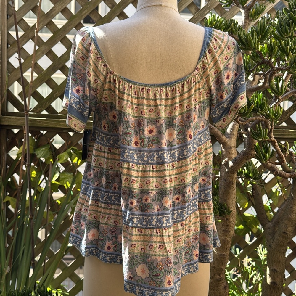 Lucky Brand Top, short sleeves, loose fitting layers. Medium,Cotton/Modal NWT - Picture 4 of 13